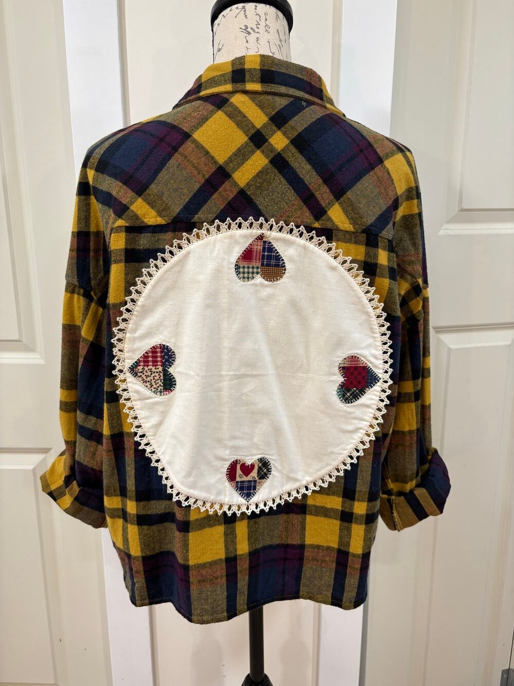 Grunge X Cottage Reworked Flannel Plaid Button Up Shirt Size XL